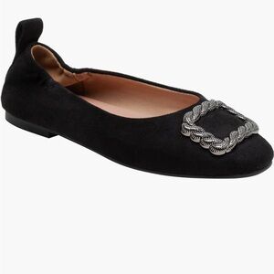 Paolo Black Flats with Silver Embellishment